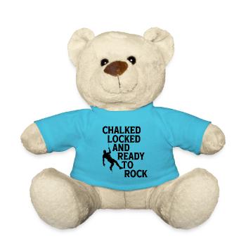 Chalked Locked And Ready To Rock Rock Climber Boul - Teddy - Atollblau - Vorne