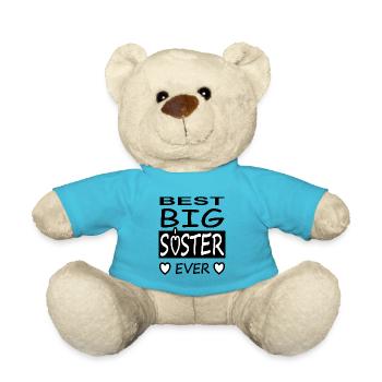 beste Schwester große Schwester Geschenkidee - Teddy - Atollblau - Vorne