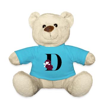 flowery letter D - Teddy Bear - atoll blue - Front