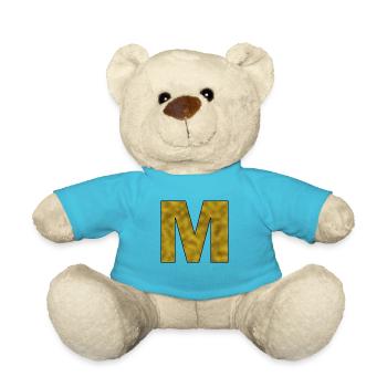 Buchstabe M Gold - Teddy - Atollblau - Vorne