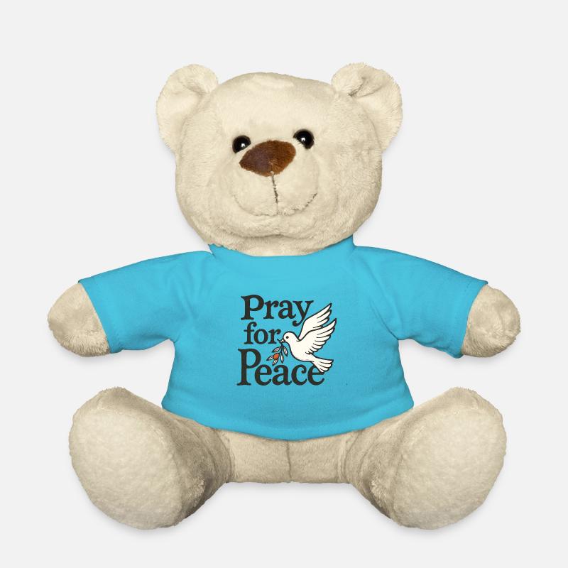 Pray for Peace – Dove with Olive Branch Spiritual - Teddy Bear - atoll blue