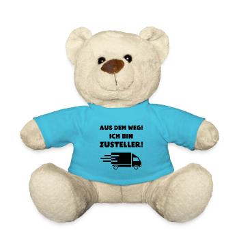 Lieferdienst Zusteller Paketbote Post Spruch - Teddy - Atollblau - Vorne