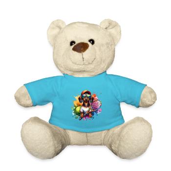 Dachshund Tennis Wiener Dog Spieler Design - Teddy - Atollblau - Vorne