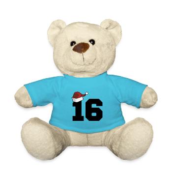 16 Zahl Weihnachten - Teddy - Atollblau - Vorne