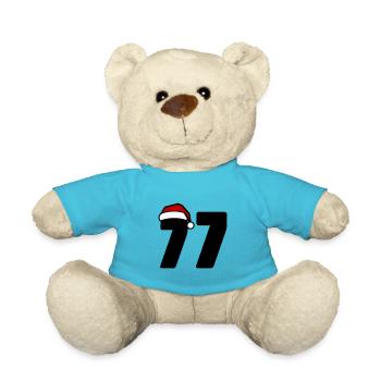 77 Zahl Weihnachten - Teddy - Atollblau - Vorne