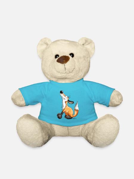 Lustiger Fuchs - Fox - Tiere - Comic - Fun - Art - Teddy - Atollblau