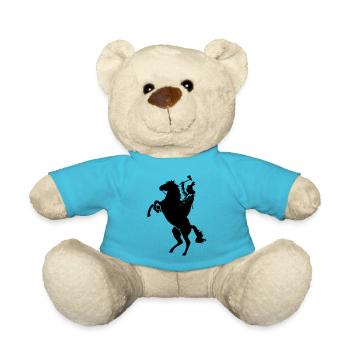 Indianer auf Pferd mit Tomerhawk - Teddy - Atollblau - Vorne