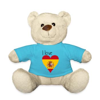 Ich liebe Spanien. Geschenkidee, spanische Flagge - Teddy - Atollblau - Vorne