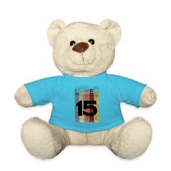 Level 15, Vintage Retro 15. Geburtstag - Teddy - Atollblau - Vorne