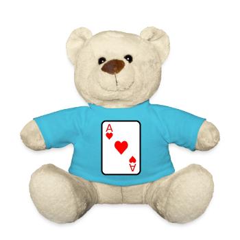 Herz Aß Spielkarte Poker Geschenkidee - Teddy - Atollblau - Vorne