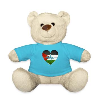 Palestine Flag Heartbeat - Teddy Bear - atoll blue - Front