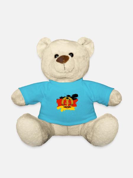 Armoiries de la RDA sur fond noir, rouge et or - Nounours - bleu outremer