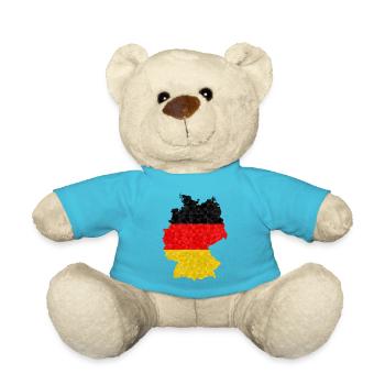 Deutschland Flagge Deutsche Fahne Umriss Polygon - Teddy - Atollblau - Vorne