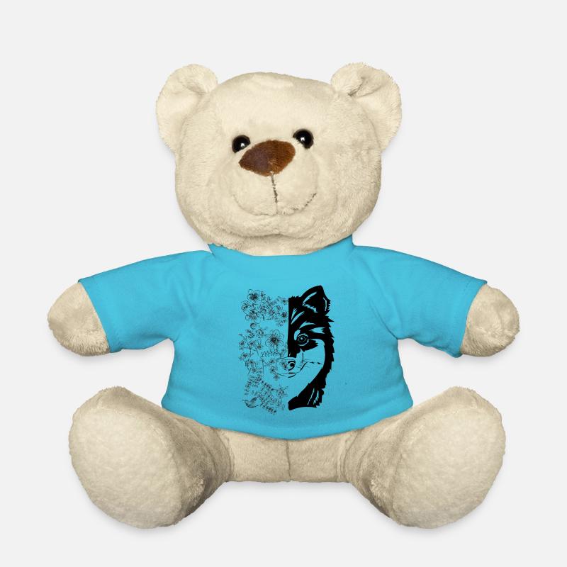 Finnischer Lapphund mit Blumen - Teddy - Atollblau