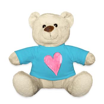 Heart Pink - Teddy Bear - atoll blue - Front
