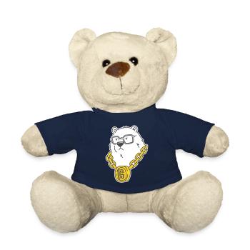 Gangsta Bear – Rappeur Grizzly avec chaîne en or et style - Nounours - bleu marine - Devant
