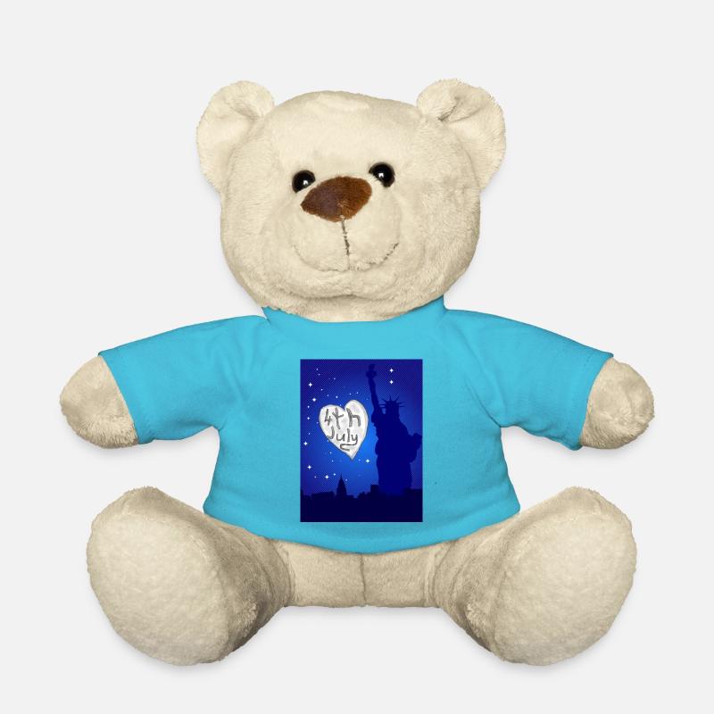 4th July Heart - Teddy Bear - atoll blue