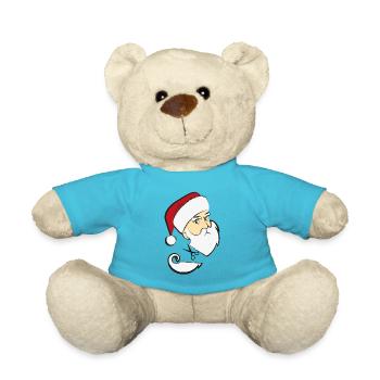 Santa Claus - Head- Beard Cutting - Teddy Bear - atoll blue - Front