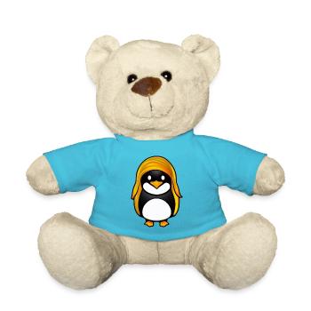 Penguin Cartoon Cute Penguin Animal Funny Comic Blonde - Teddy Bear - atoll blue - Front