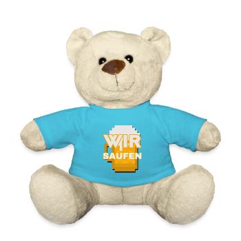 Wir Saufen Pixel Bier Motiv - Teddy - Atollblau - Vorne