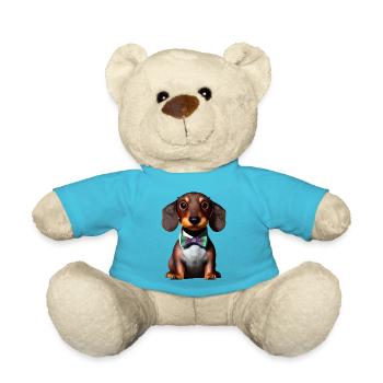 Dachshund Dogs with Suit Dachshund Puppy Dog - Teddy Bear - atoll blue - Front