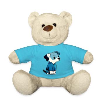 Netter kleiner Hund in blauer Jacke - Teddy - Atollblau - Vorne