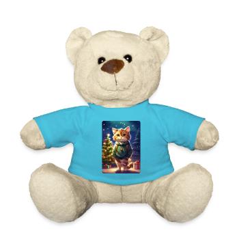 Christmas Cat Blank Template 1.10 - Teddy Bear - atoll blue - Front