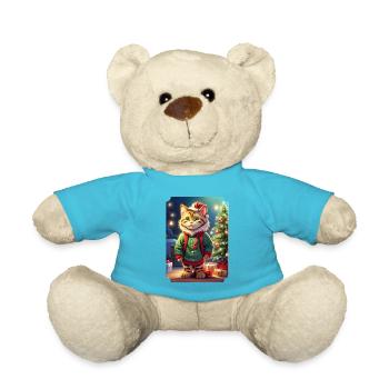 Modèle vierge de chat de Noël 1.3 - Nounours - bleu outremer - Devant