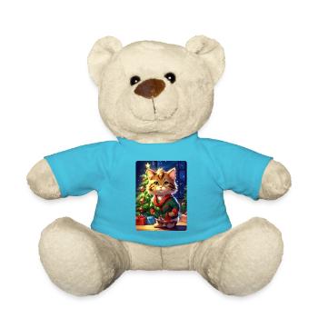 Modèle vierge de chat de Noël 1.13 - Nounours - bleu outremer - Devant