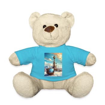 Steampunk Winterlandschaft mit Funkturm 1.3 - Teddy - Atollblau - Vorne