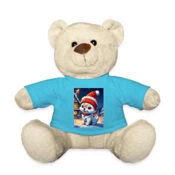 Anime Winterlandschaft Hund 1.7 - Teddy - Atollblau - Vorne