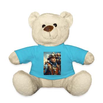 Steampunk Firefighter Man 1.35 - Teddy Bear - atoll blue - Front