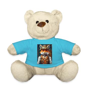 Steampunk Firefighter Fox 1.6 - Teddy Bear - atoll blue - Front