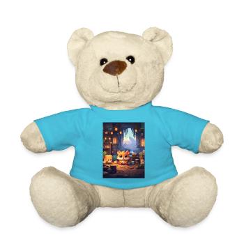 Pixelart Fuchs - Teddy - Atollblau - Vorne