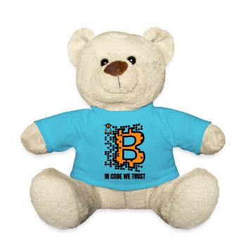 Bitcoin Krypto Kryptowährung Geschenkidee Crypto - Teddy - Atollblau - Vorne