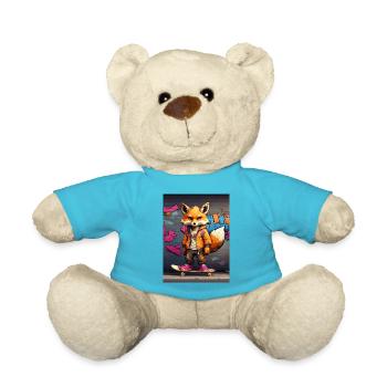 Fuchs auf Skateboard - Teddy - Atollblau - Vorne