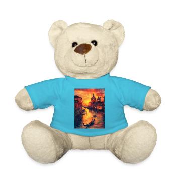 Venetian Vision: Cyber Serenity at Dusk - Teddy Bear - atoll blue - Front
