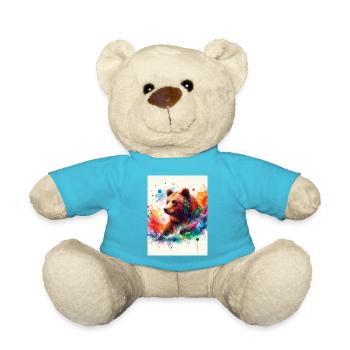 Bär im Aquarell - Teddy - Atollblau - Vorne