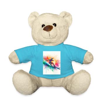Aquarell-Skifahrer - Teddy - Atollblau - Vorne