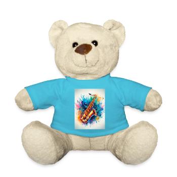 Aquarell-Saxophon - Teddy - Atollblau - Vorne