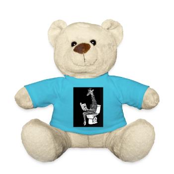 Entspannter Giraffen-Leser auf Toilette - Teddy - Atollblau - Vorne