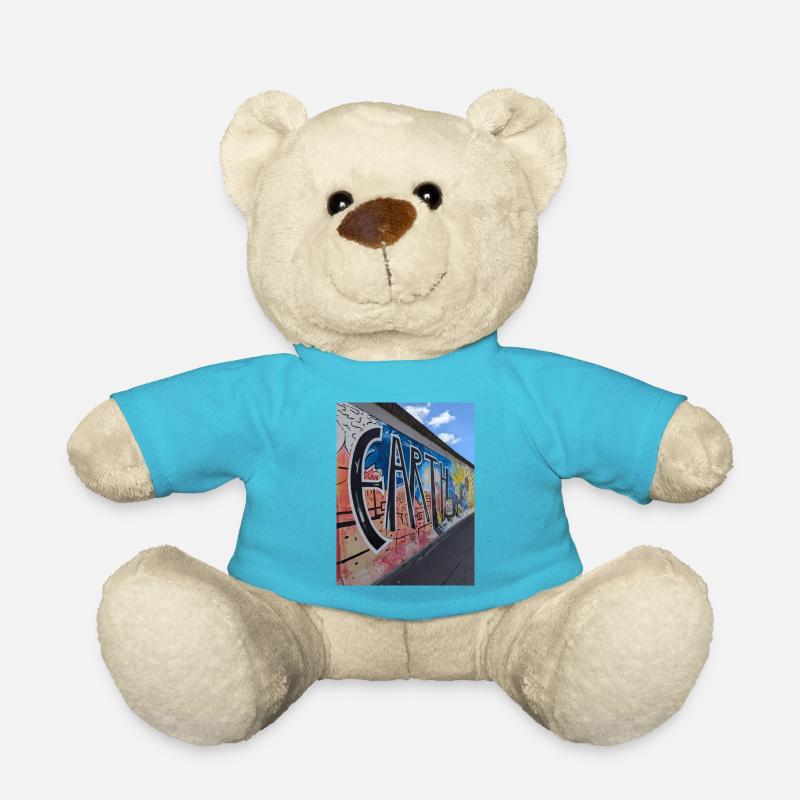 Straßenkunst. Berliner Mauer - Teddy - Atollblau