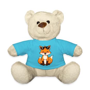 Lunettes de soleil renard de dessin animé ludique Carré souriant - Nounours - bleu outremer - Devant