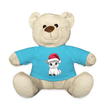 Llama Christmas Cute Cute Alpaca Christmassy - Teddy Bear - atoll blue - Front