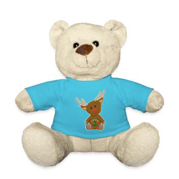 Cute Reindeer Christmas Motif - Teddy Bear - atoll blue - Front