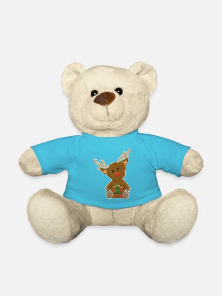Niedlicher Rentier Weihnachtsmotiv - Teddy - Atollblau