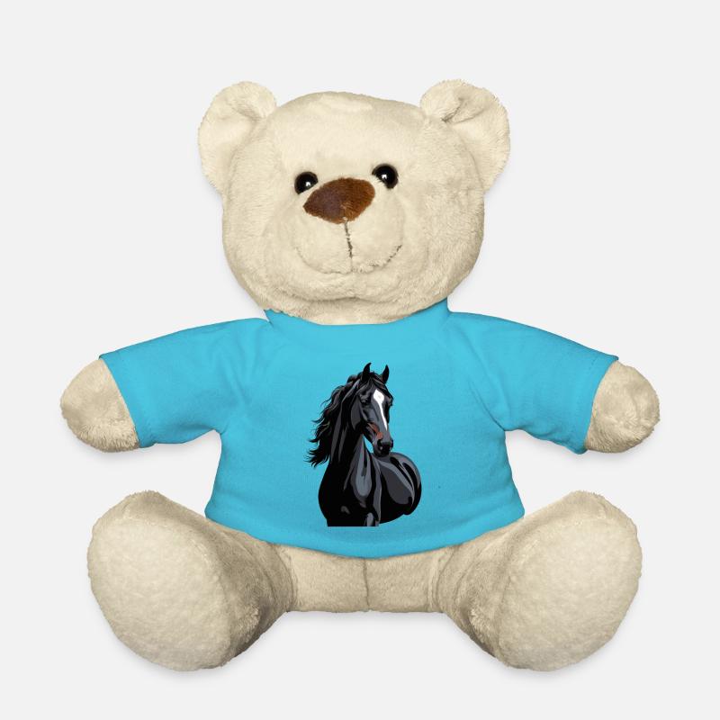 black horse silhouette - Teddy Bear - atoll blue