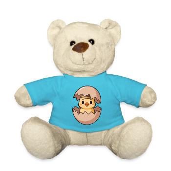 Cute chick with hat in egg - Teddy Bear - atoll blue - Front