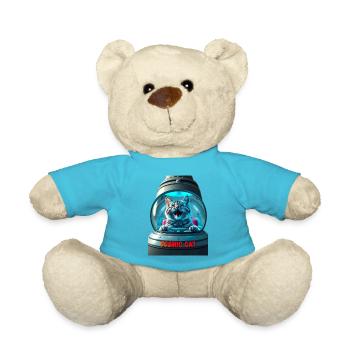 Funny cat in a UFO ship - Teddy Bear - atoll blue - Front