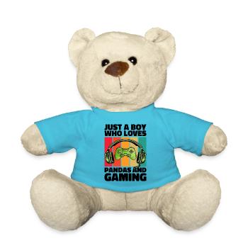 Gamer and Pandas: Video Games and Sweet Adventure - Teddy Bear - atoll blue - Front